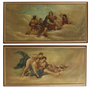 (2) ALLEGORICAL PAINTINGS AFTER FRANCOIS BOUCHER (D.1770) & CHARLES NATOIRE (D.1777)