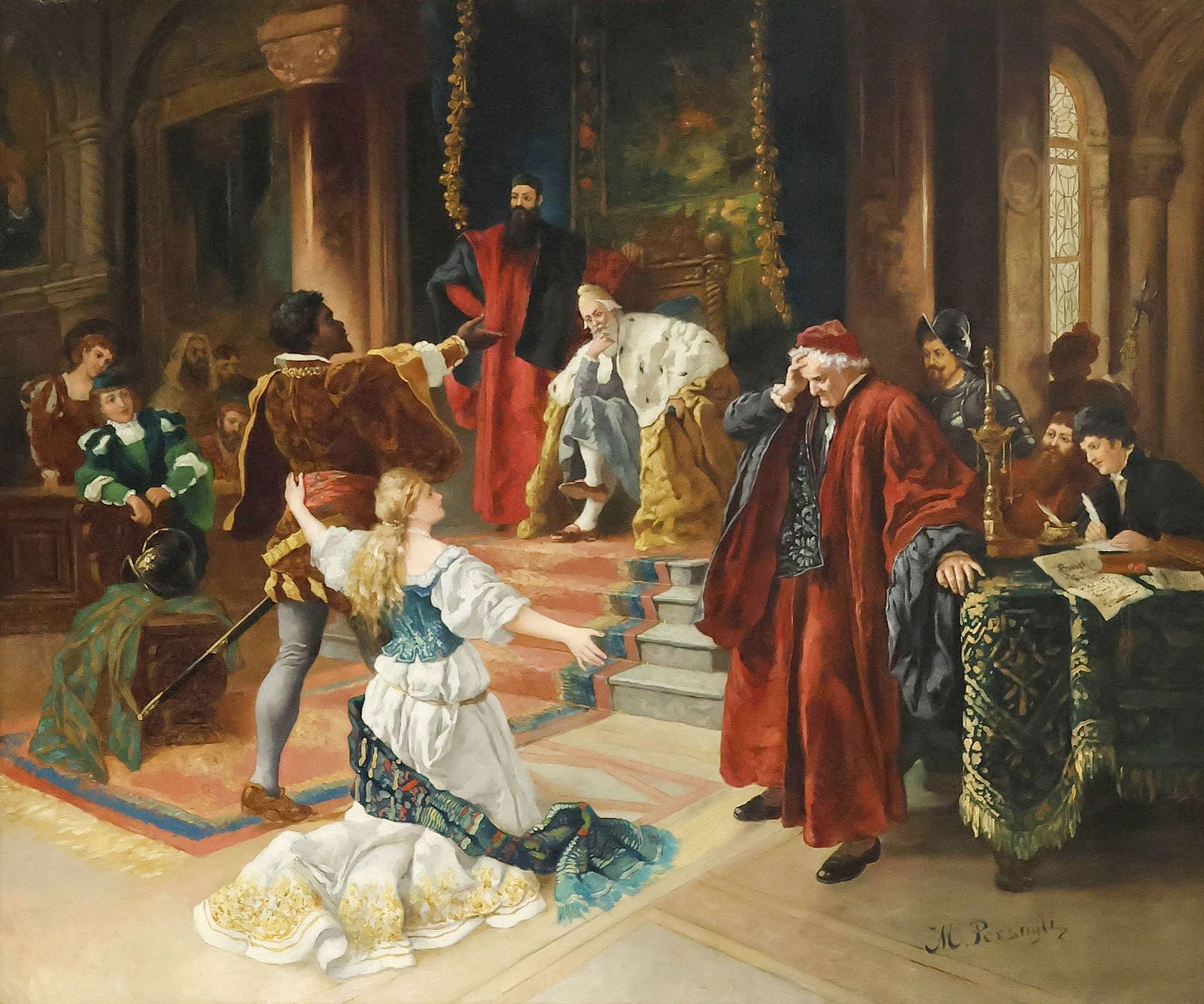 AFTER CARL BECKER PAINTING OTHELLO & DESDEMONA ACT 1 SCENE III (1 of 5)