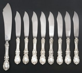 (9) REED & BARTON 'FRANCIS I' STERLING SILVER FISH KNIVES