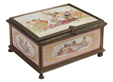 BRONZE-MOUNTED VIENNA-STYLE PORCELAIN TABLE BOX