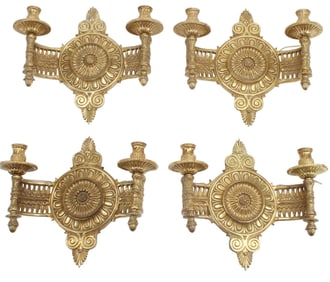 (4) NEOCLASSICAL STYLE ORMOLU TWO-LIGHT WALL SCONCES