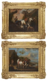 (2) DUTCH SCHOOL (19TH C.) OIL ON CANVAS PAINTINGS