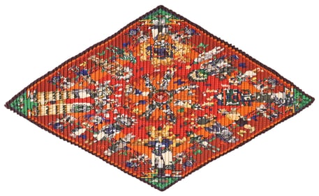 HERMES KERMIT OLIVER PLEATED SILK SCARF, 'KACHINAS'