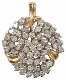 ESTATE 18KT GOLD & 2.07CTTW DIAMOND CLUSTER PENDANT