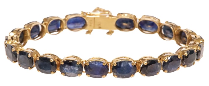 ESTATE 18KT GOLD & 31.40 CTTW BLUE SAPPHIRE BRACELET