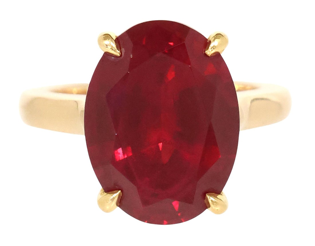 ESTATE 18KT YELLOW GOLD & 12.50CT SYNTHETIC RUBY RING (1 of 6)
