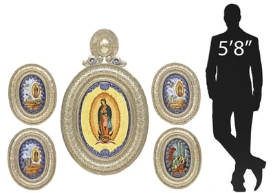 (5) EXCEPTIONAL JESUS GUERRERO SANTOS (B.1939) MEXICAN FOLK ART RETABLO INSTALLATION