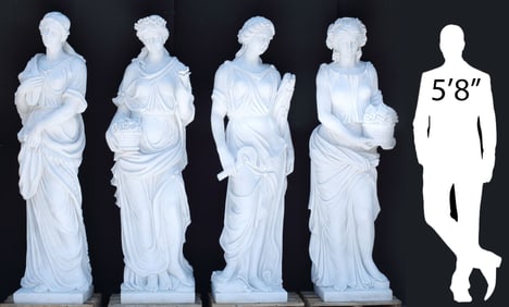 (4) LIFE-SIZE MARBLE SCULPTURES ALLEGORY OF THE FOUR SEASONS