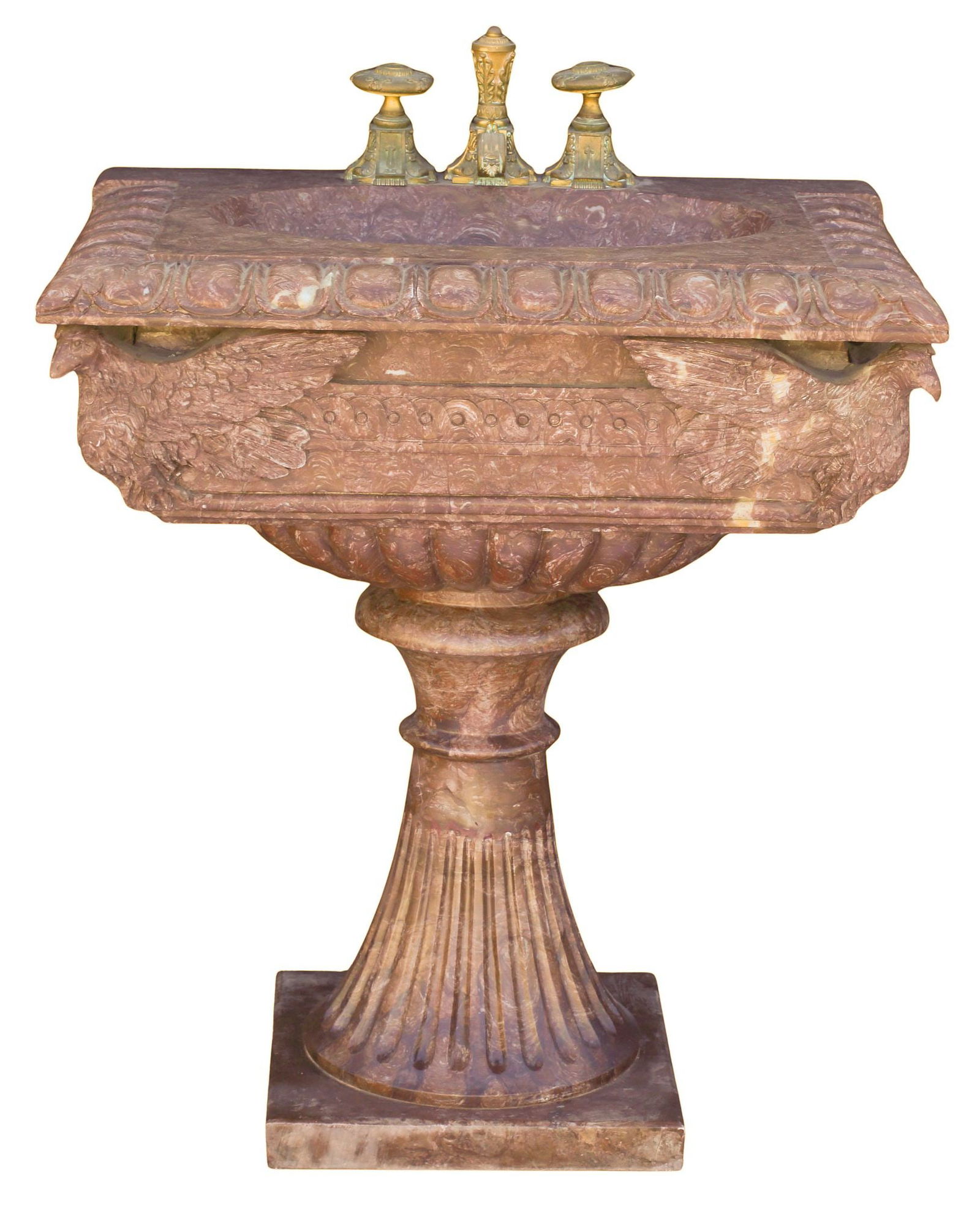 NEOCLASSICAL STYLE BRONZE & MARBLE PEDESTAL SINK (1 of 5)