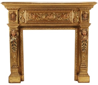 ITALIAN NEOCLASSICAL STYLE GILTWOOD FIREPLACE SURROUND