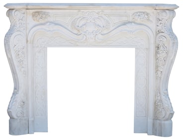 LOUIS XV STYLE WHITE MARBLE CHIMNEYPIECE