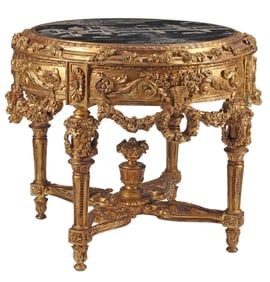 REGENCE STYLE CHINOISERIE LACQUER-TOP GILT CENTER TABLE