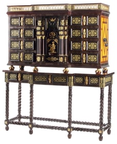 RENAISSANCE STYLE ORMOLU-MOUNTED INLAID CABINET-ON-STAND