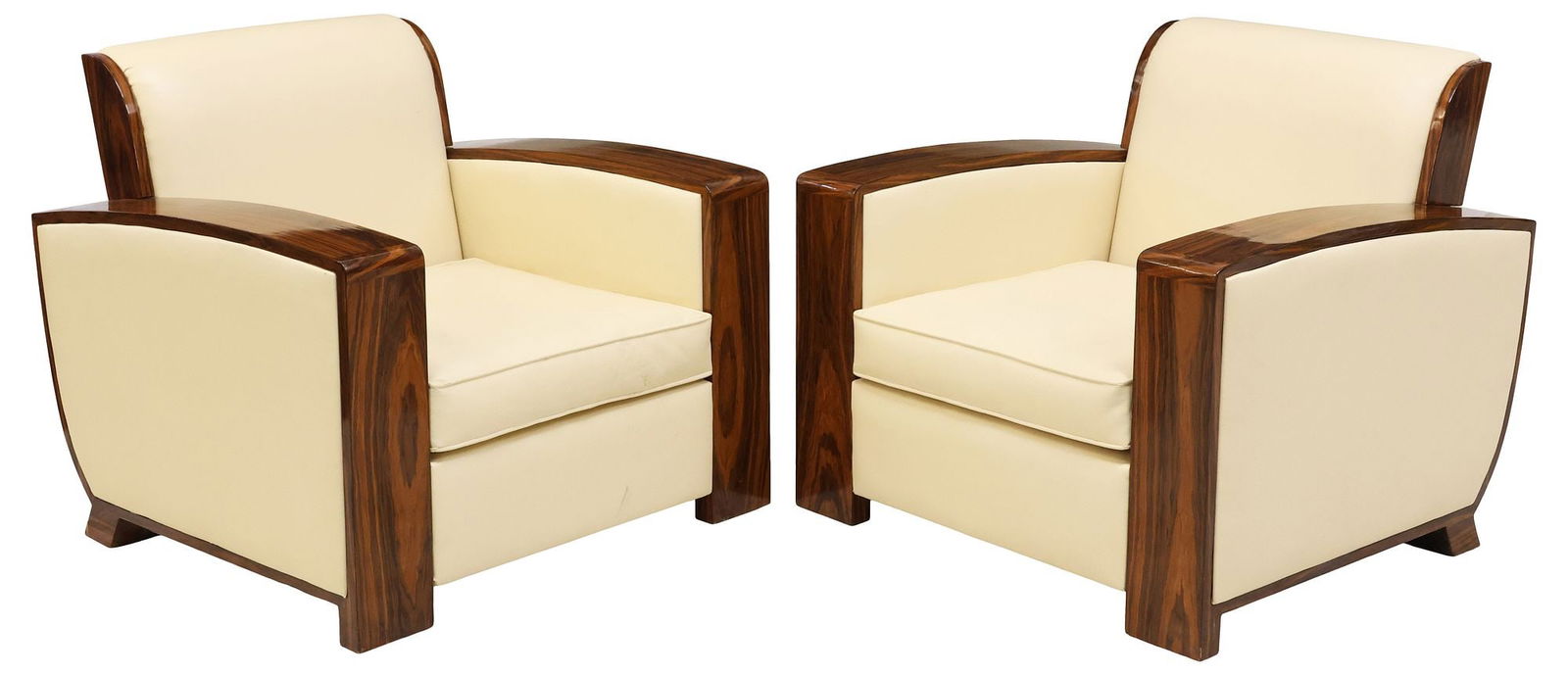 (2) ART DECO STYLE CREAM-UPHOLSTERED CLUB CHAIRS (1 of 3)