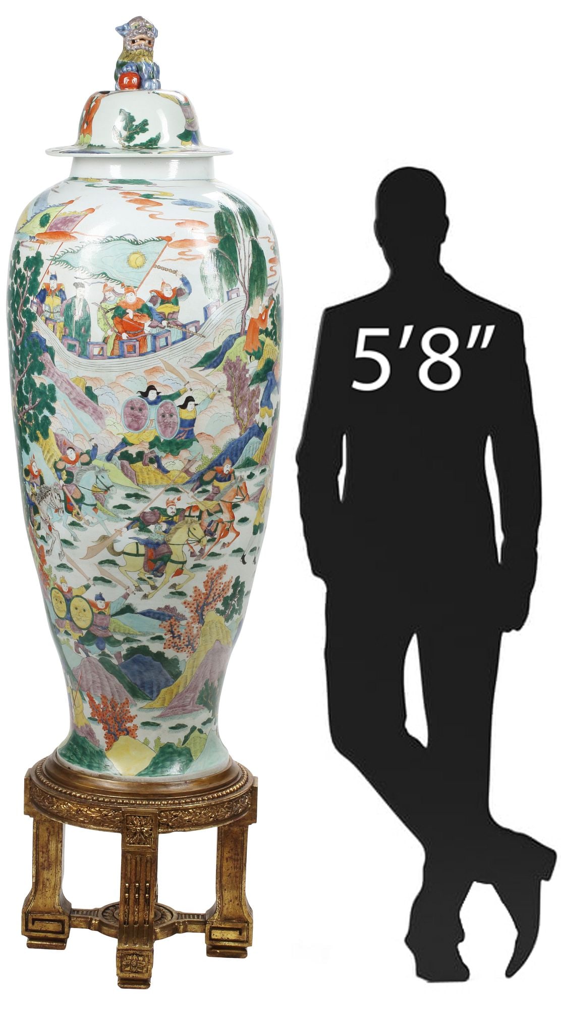MONUMENTAL CHINESE EXPORT STYLE PORCELAIN VASE ON STAND, 83"H (1 of 7)