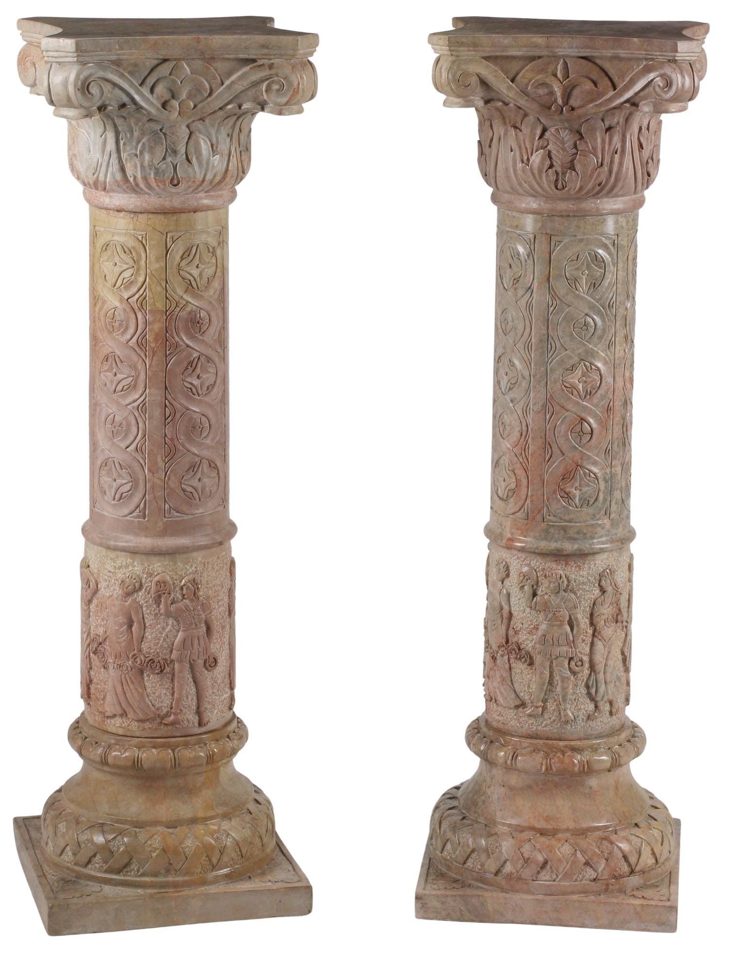 (2) RENAISSANCE STYLE CARVED MARBLE COLUMNS/ PEDESTALS (1 of 6)