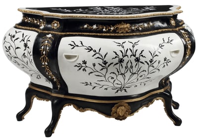 PARCEL-GILT & MARBLE-INLAID BOMBE COMMODE