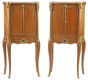 (2) FRENCH TRANSITIONAL STYLE ORMOLU-MOUNTED PARQUETRY CABINETS