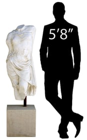 CLASSICAL STYLE MARBLE FEMALE TORSO AFTER THE ANTIQUE, 63"H