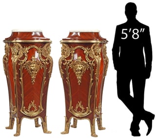 (2) LARGE LOUIS XV STYLE ORMOLU-MOUNTED PEDESTALS, 56"H