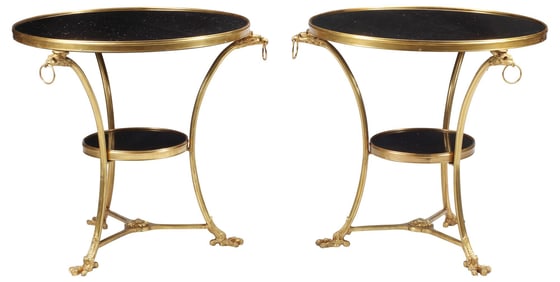 (2) NEOCLASSICAL STYLE ORMOLU & GRANITE GUERIDONS