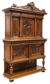 EXCEPTIONAL FRENCH RENAISSANCE REVIVAL WALNUT SIDEBOARD, 106.5"H