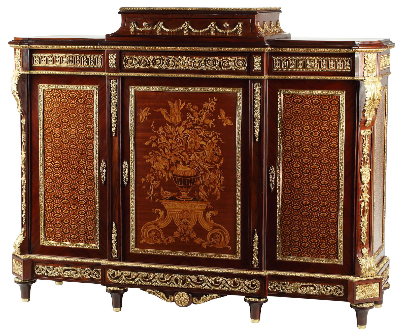 LOUIS XVI STYLE ORMOLU-MOUNTED MARQUETRY SIDE CABINET (1 of 6)