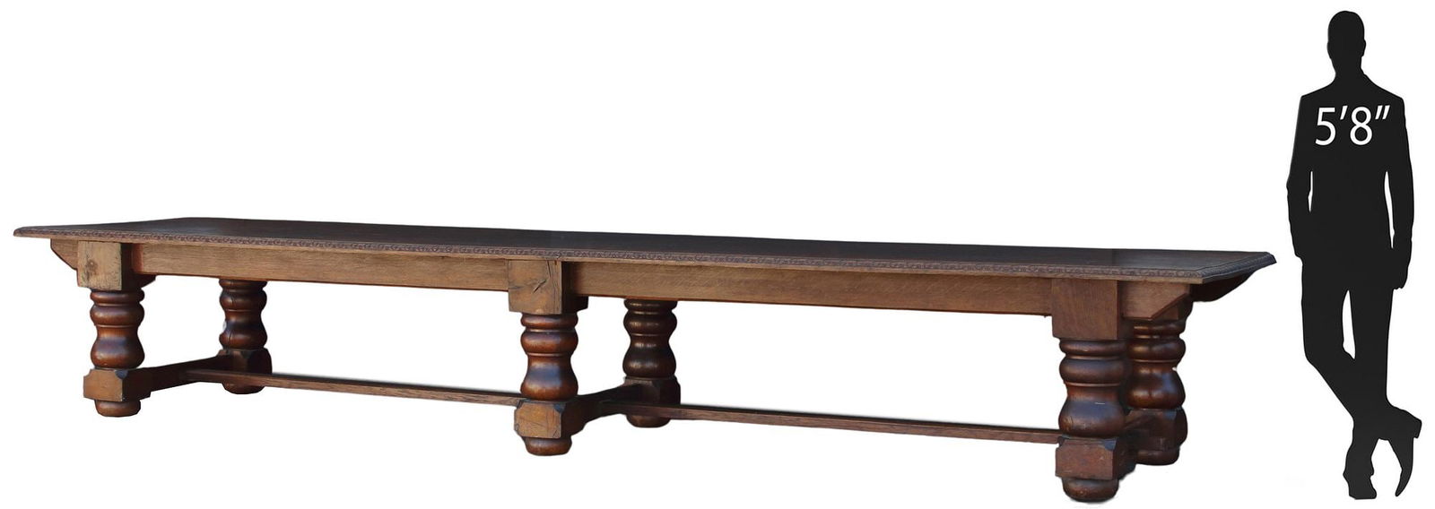 MONUMENTAL CONTINENTAL OAK DINING TABLE, 16'1"L (1 of 8)