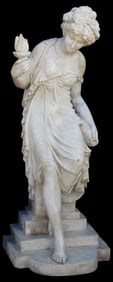 NEAR LIFE-SIZE NEOCLASSICAL STYLE MARBLE FIGURAL SCULPTURE