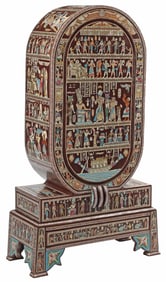 EGYPTIANESQUE INLAID COLLECTOR'S CABINET ON STAND