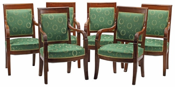 (6) EMPIRE STYLE UPHOLSTERED ARMCHAIRS