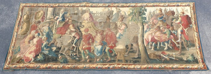 LOUIS XIV AUBUSSON HISTORICAL TAPESTRY 'TRIUMPH OF ALEXANDER,' 9'4" X 23'10"