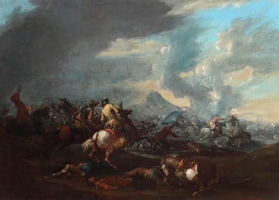 CIRCLE OF JACQUES COURTOIS (1621-1676) PAINTING OF A CAVALRY SKIRMISH