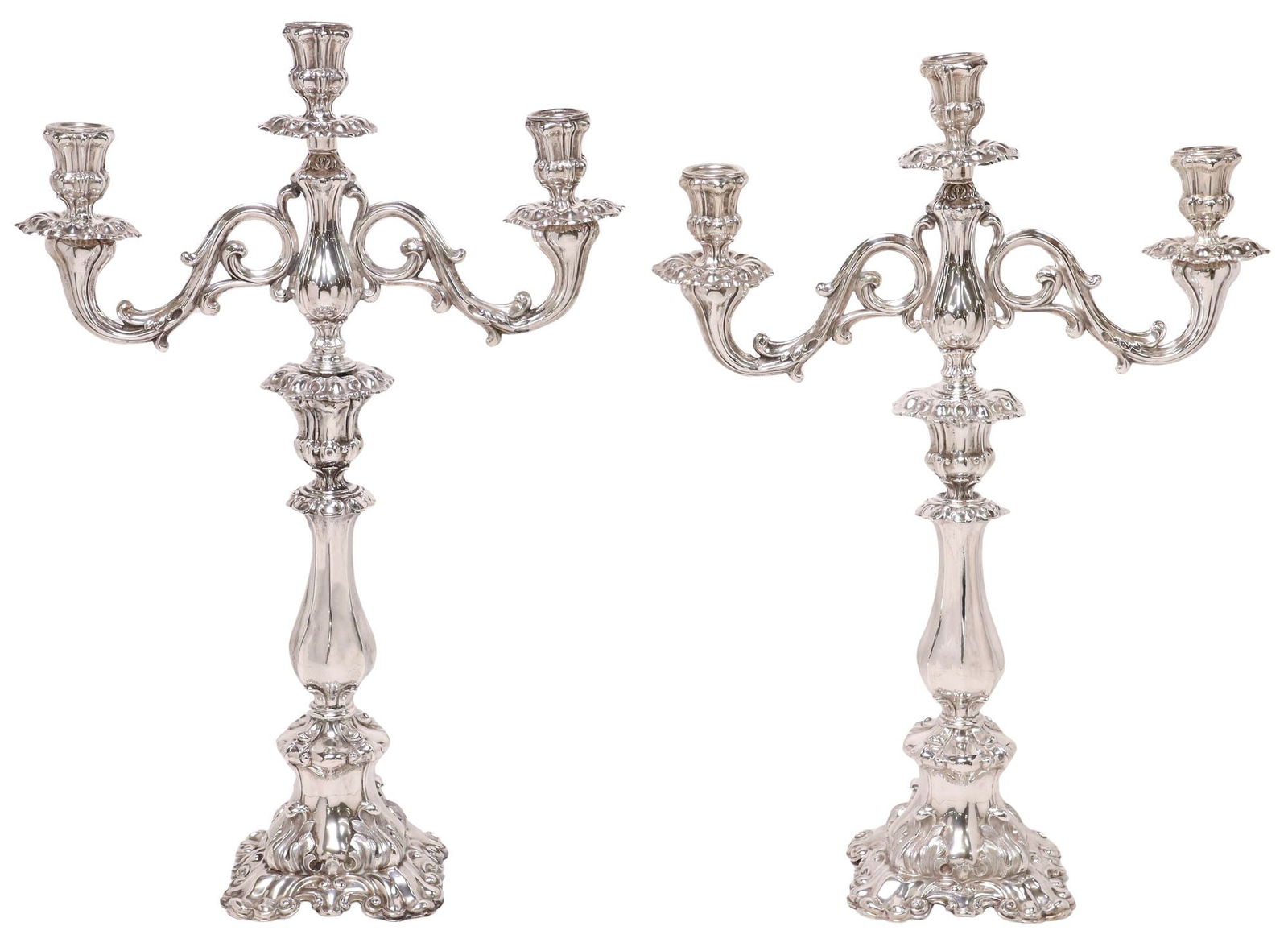 (2) GRAND-SCALE BALTIC SILVER THREE-LIGHT CANDELABRA (1 of 4)