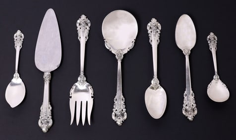 (7) WALLACE 'GRANDE BAROQUE' STERLING SILVER SERVING FLATWARE