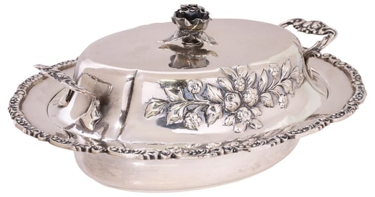 GERMAN STERLING SILVER VEGETABLE DISH & COVER