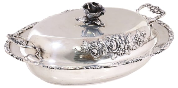 GERMAN STERLING SILVER VEGETABLE DISH & COVER
