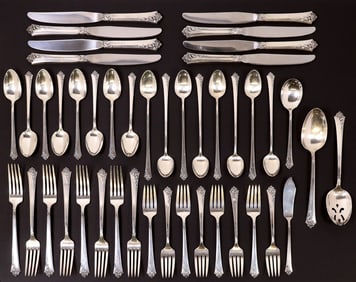(44) ONEIDA HEIRLOOM 'DAMASK ROSE' STERLING SILVER FLATWARE SERVICE