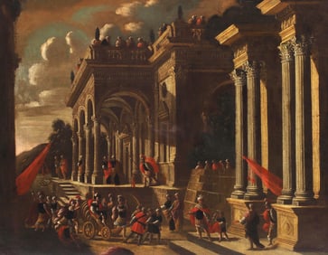 ITALIAN SCHOOL (18TH C.) PAINTING ARCHITECTURAL CAPRICCIO