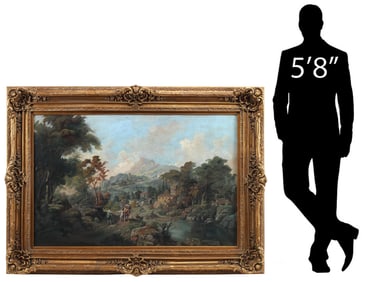 FRAMED ITALIAN SCHOOL LANDSCAPE PAINTING, 36" x 55"