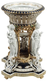 LARGE PORCELAIN ALLEGORICAL FIGURES CENTERPIECE, 27.5"H
