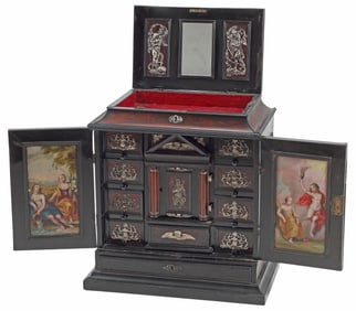 FLEMISH PARCEL-EBONIZED ROSEWOOD TABLE CABINET