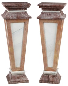 (2) NEOCLASSICAL STYLE POLYCHROME MARBLE DISPLAY PEDESTALS