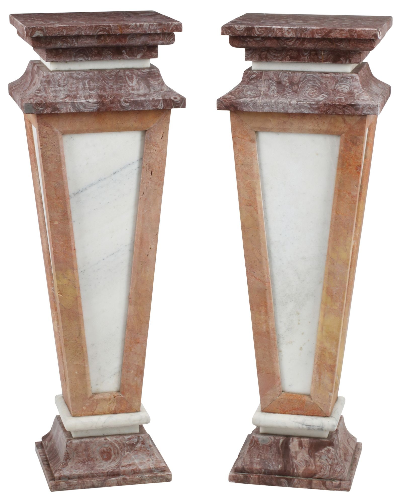 (2) NEOCLASSICAL STYLE POLYCHROME MARBLE DISPLAY PEDESTALS (1 of 4)