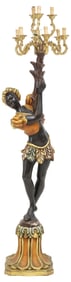VENETIAN POLYCHROME PAINTED FIGURAL 9-LT TORCHIERE, 79.5"H