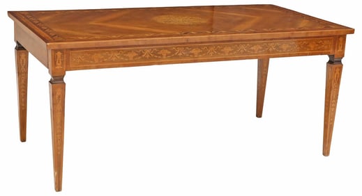 ITALIAN NEOCLASSICAL MAGGIOLINI STYLE MARQUETRY DINING TABLE