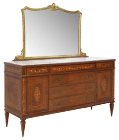 ITALIAN NEOCLASSICAL MAGGIOLINI MARQUETRY DRESSING COMMODE & MIRROR