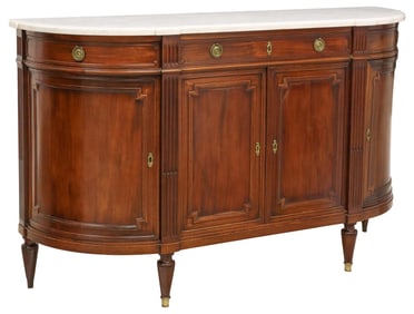 FRENCH LOUIS XVI STYLE MARBLE-TOP MAHOGANY SIDEBOARD