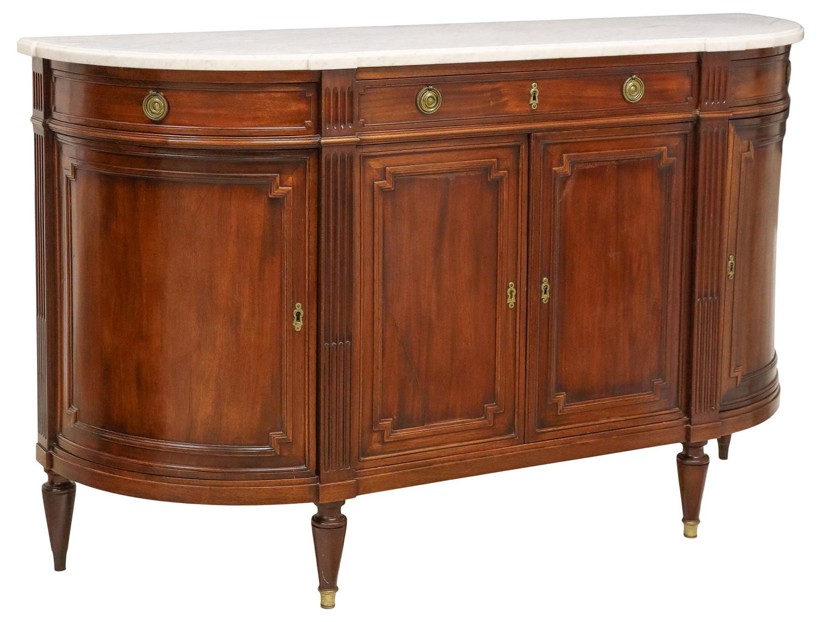FRENCH LOUIS XVI STYLE MARBLE-TOP MAHOGANY SIDEBOARD (1 of 6)