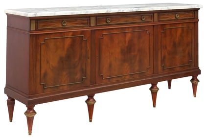 FRENCH LOUIS XVI STYLE MARBLE-TOP MAHOGANY SIDEBOARD
